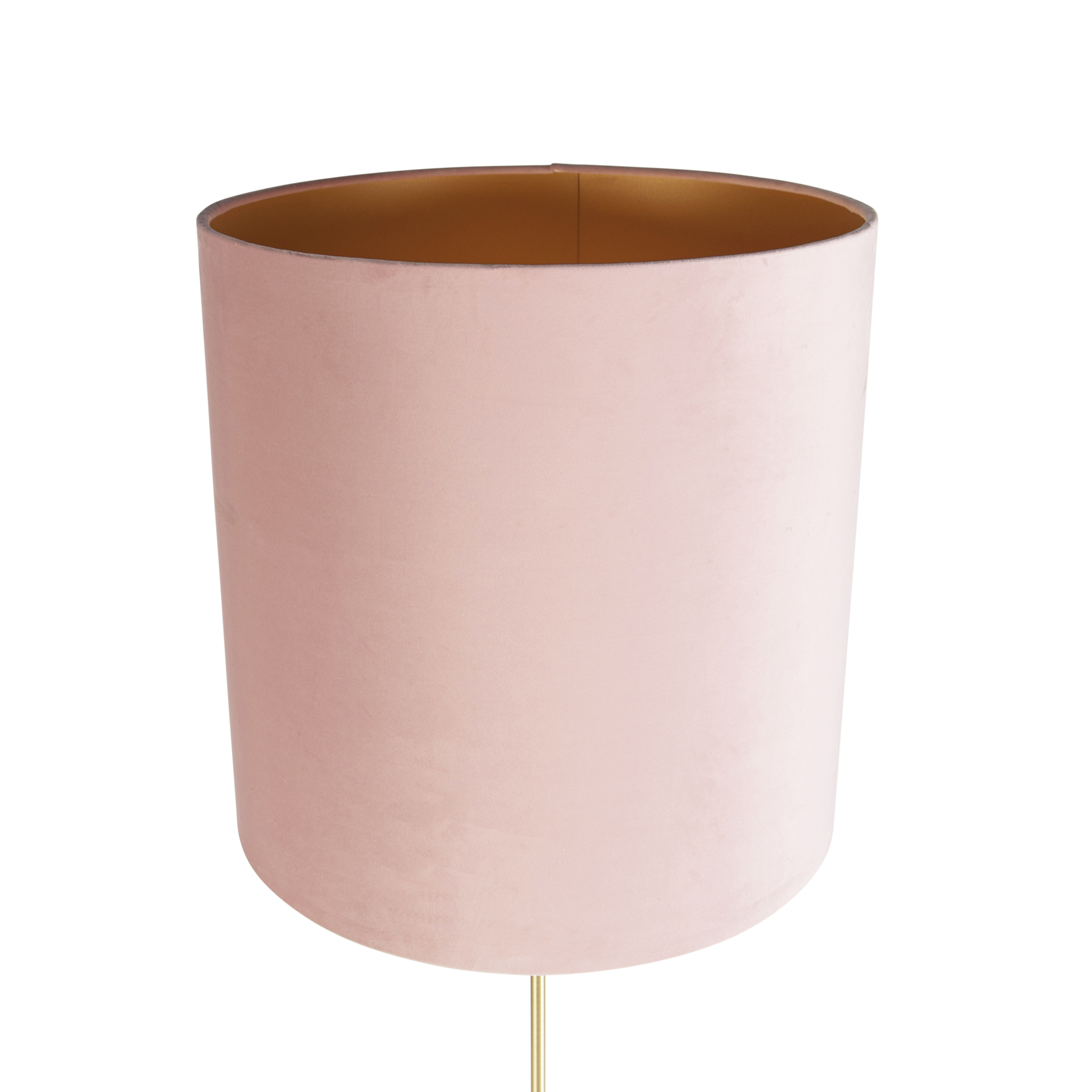 lampadaire or / laiton avec abat-jour velours rose 40/40 cm - parte