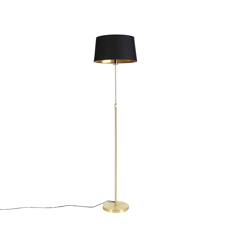 Stojaca lampa zlatá/mosadzná s čiernym tienidlom 45 cm nastaviteľná - Parte