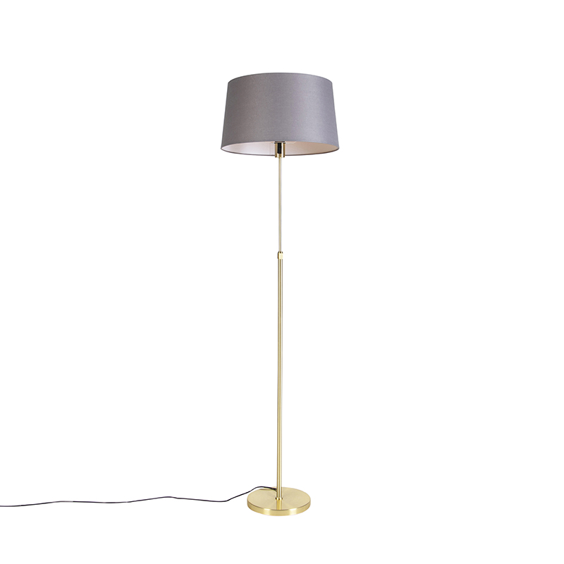 Stojacia lampa zlatá / mosadz s ľanovým odtieňom sivá 45 cm - Parte