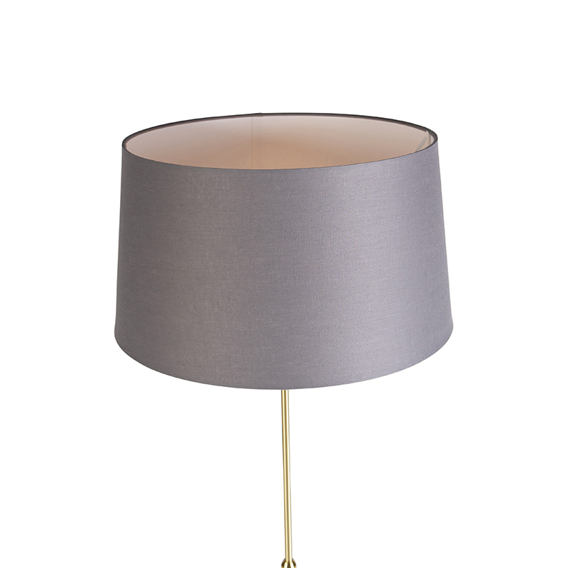 lampadaire or / laiton avec abat-jour lin gris 45 cm - parte