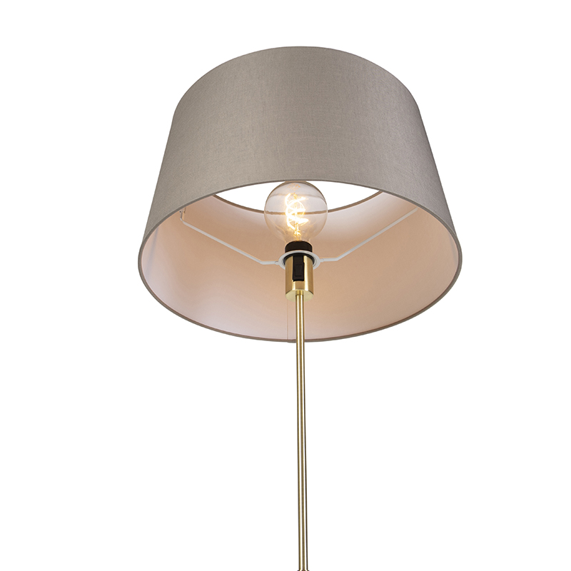 lampadaire or / laiton avec abat-jour lin taupe 45 cm - parte