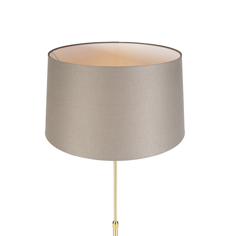 lampadaire or / laiton avec abat-jour lin taupe 45 cm - parte