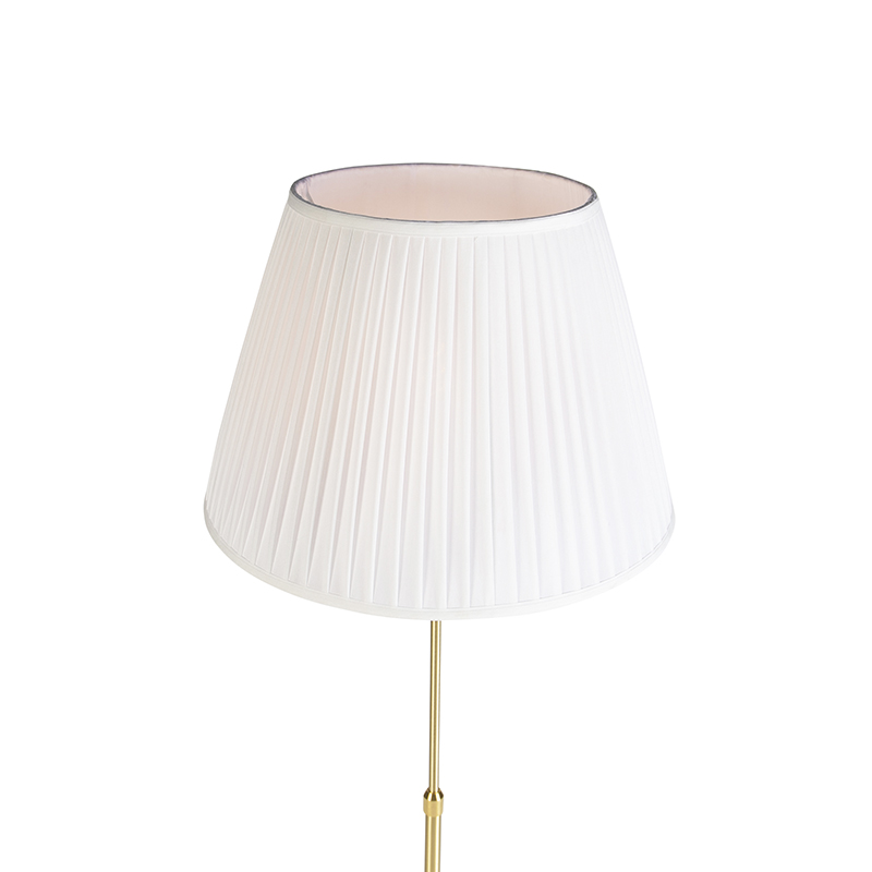 lampadaire or / laiton avec abat-jour plissé crème 45 cm - parte