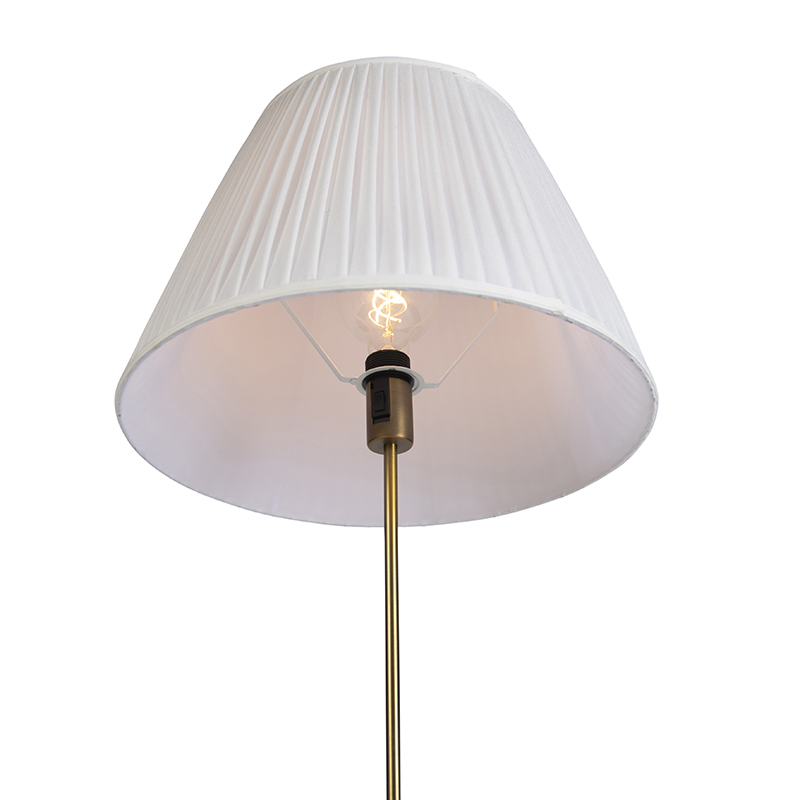 lampadaire en bronze avec abat-jour plissé crème 45 cm réglable - parte