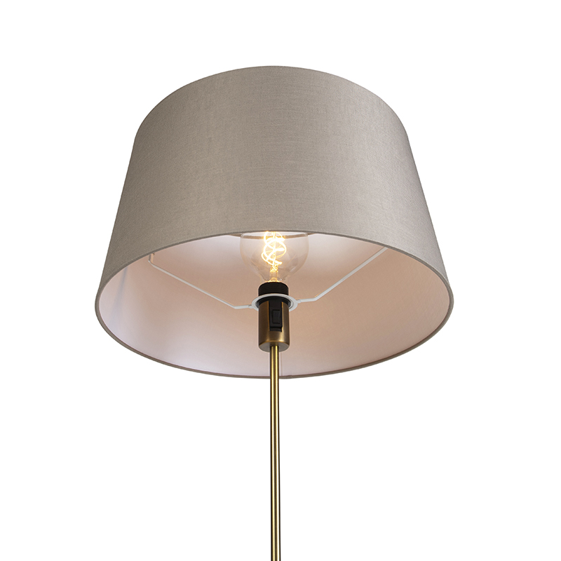 lampadaire en bronze avec abat-jour en lin taupe réglable 45 cm - parte