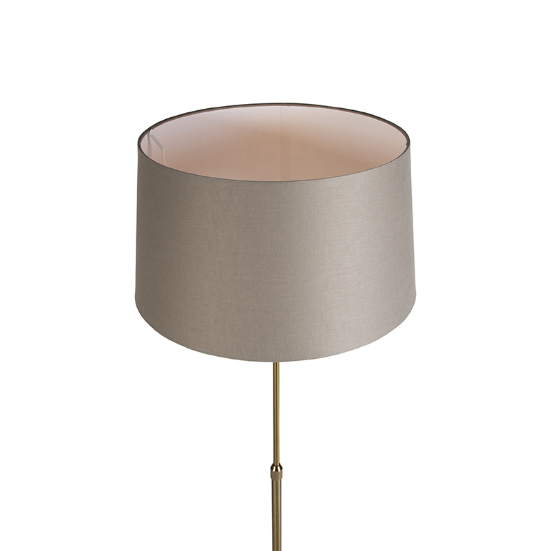 lampadaire en bronze avec abat-jour en lin taupe réglable 45 cm - parte