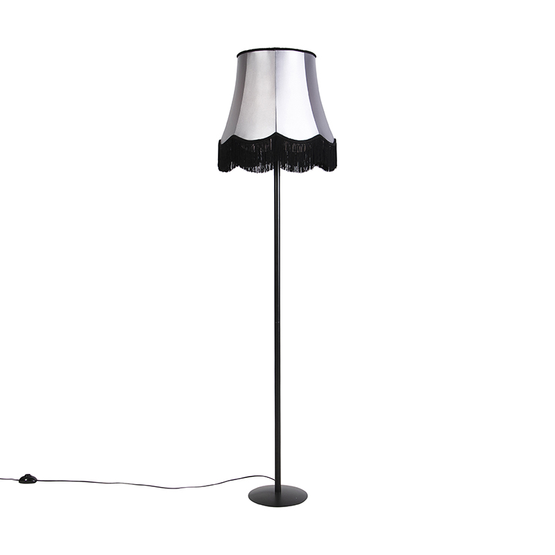 Retro stojaca lampa čierna Granny odtieň čierna so sivou 45 cm - Simplo