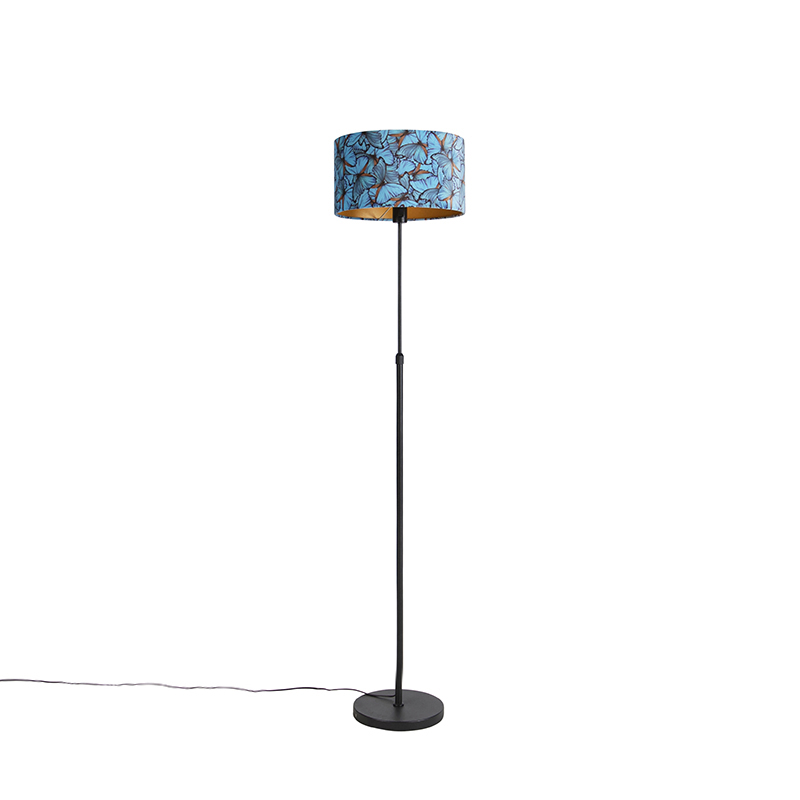 Stojacia lampa čierna s velúrovým odtieňom motýle 35 cm - Parte