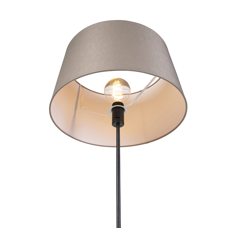 lampadaire noir avec abat-jour en lin taupe réglable 45 cm - parte