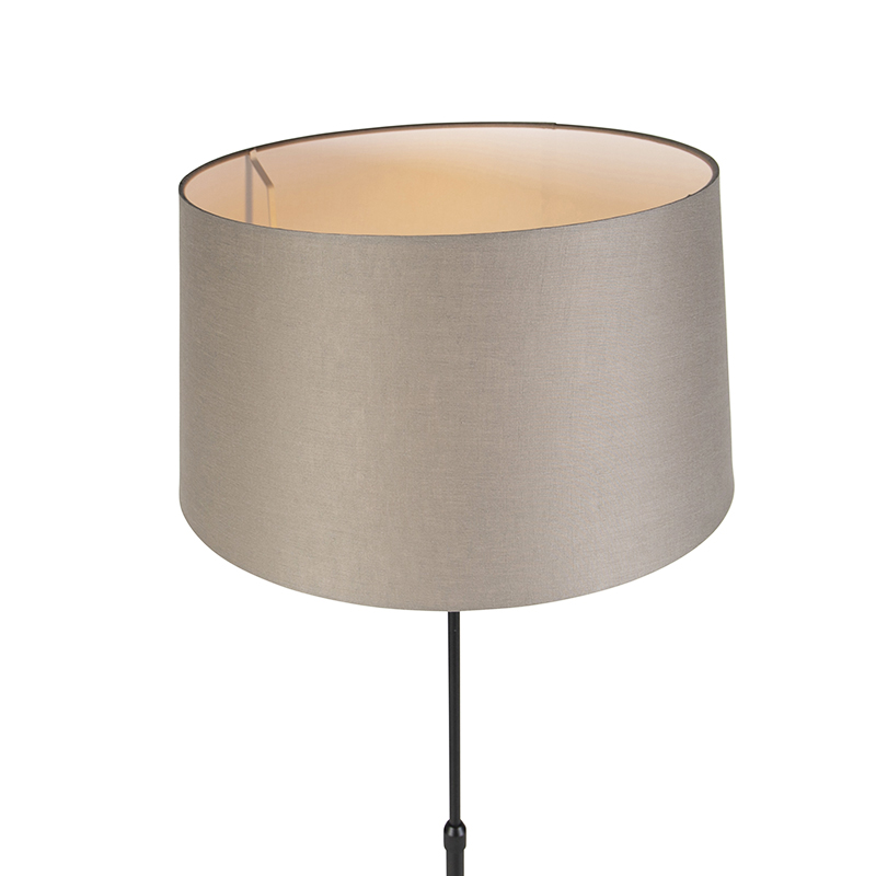 lampadaire noir avec abat-jour en lin taupe réglable 45 cm - parte