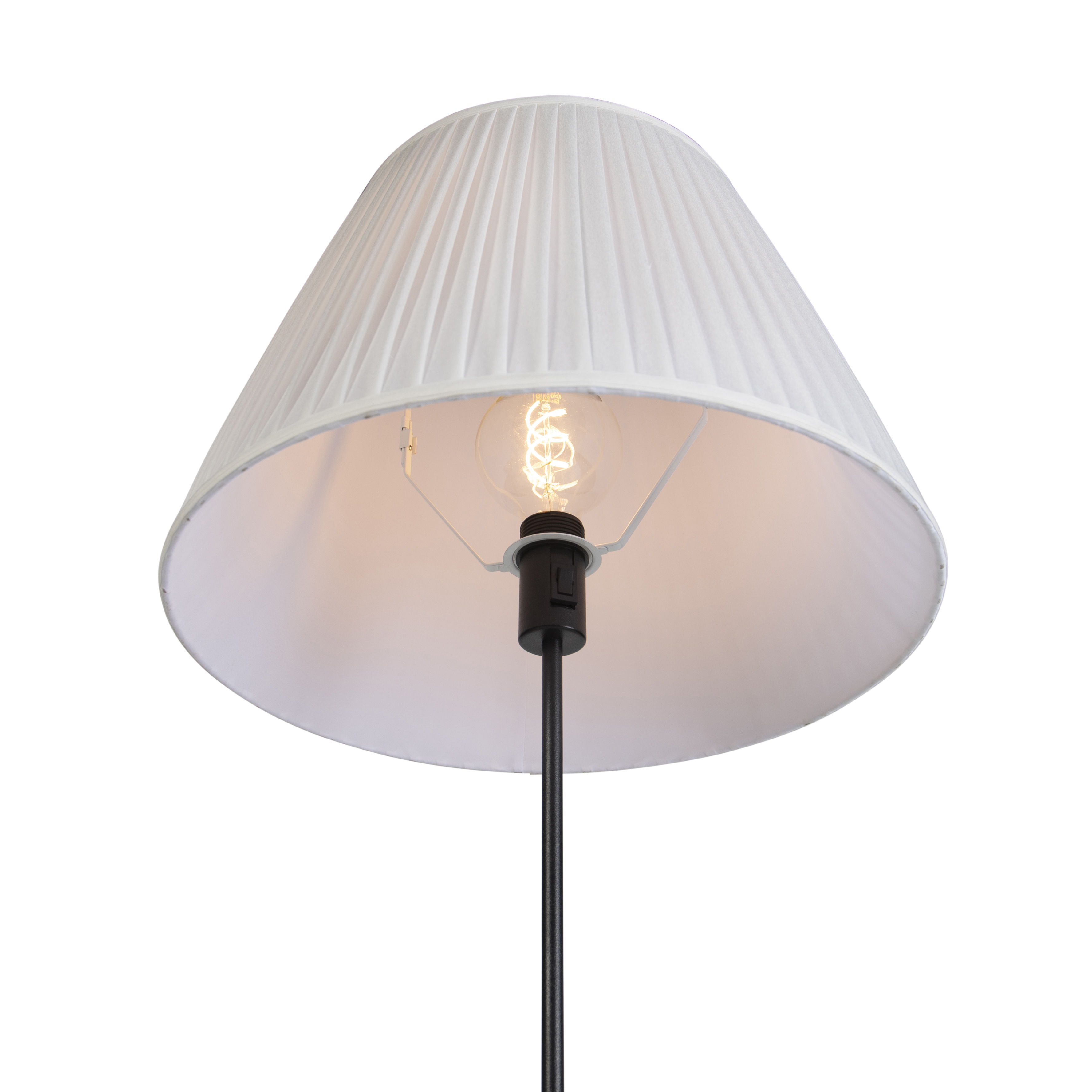 lampadaire noir avec abat-jour plissé crème 45 cm réglable - parte