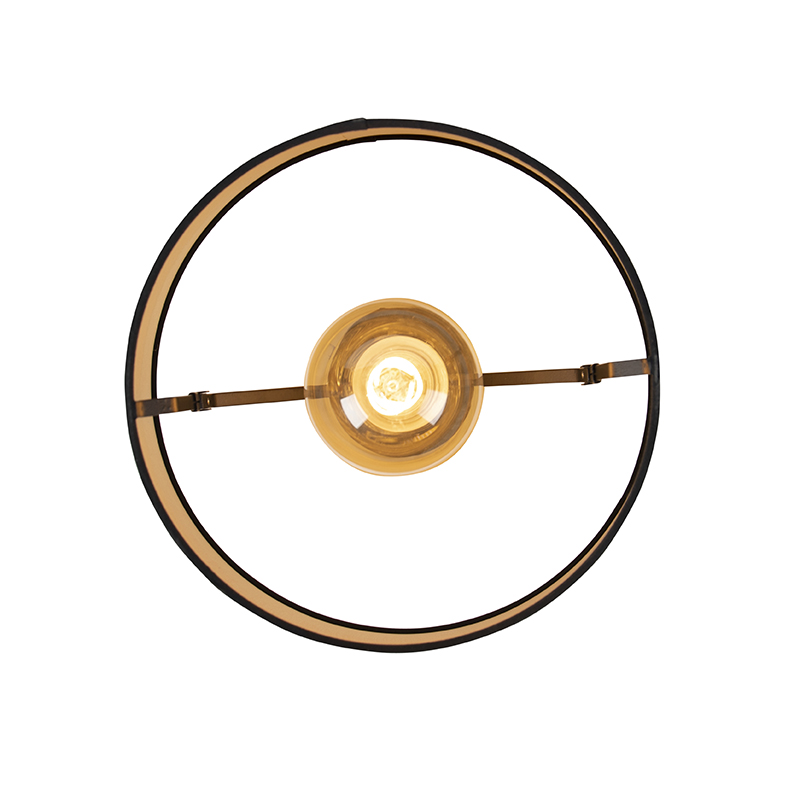Plafón con pantalla de algodón negro con dorado 32 cm - Combi Black