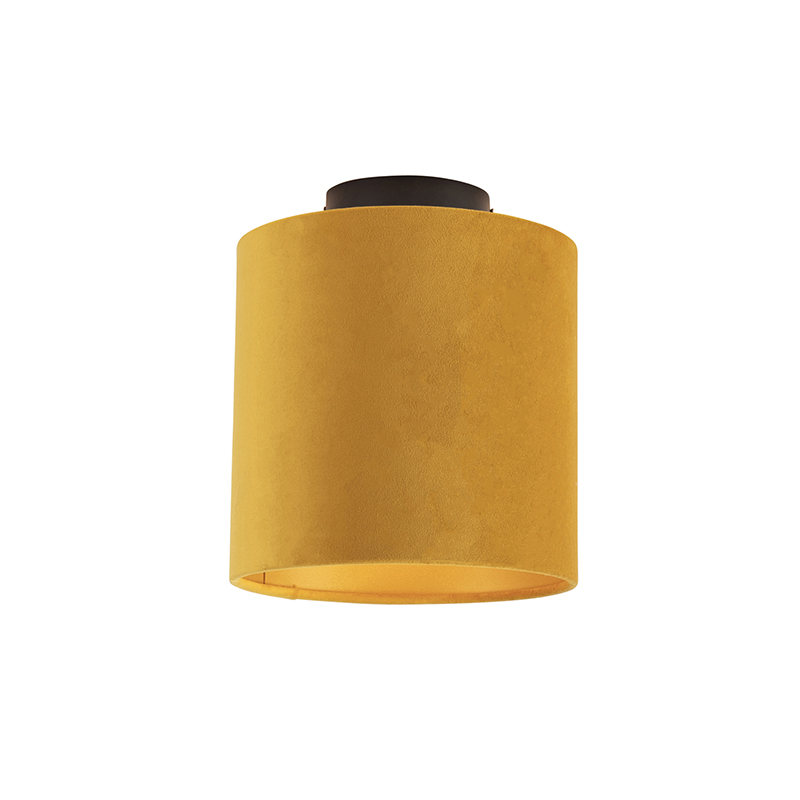 Mennyezeti lámpa velúr árnyalatú okkerrel, arany 20 cm - kombinált fekete