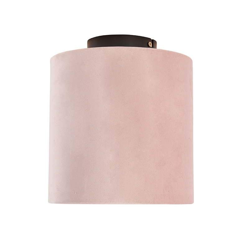 plafonnier avec abat-jour en velours vieux rose avec doré 20 cm - combi noir