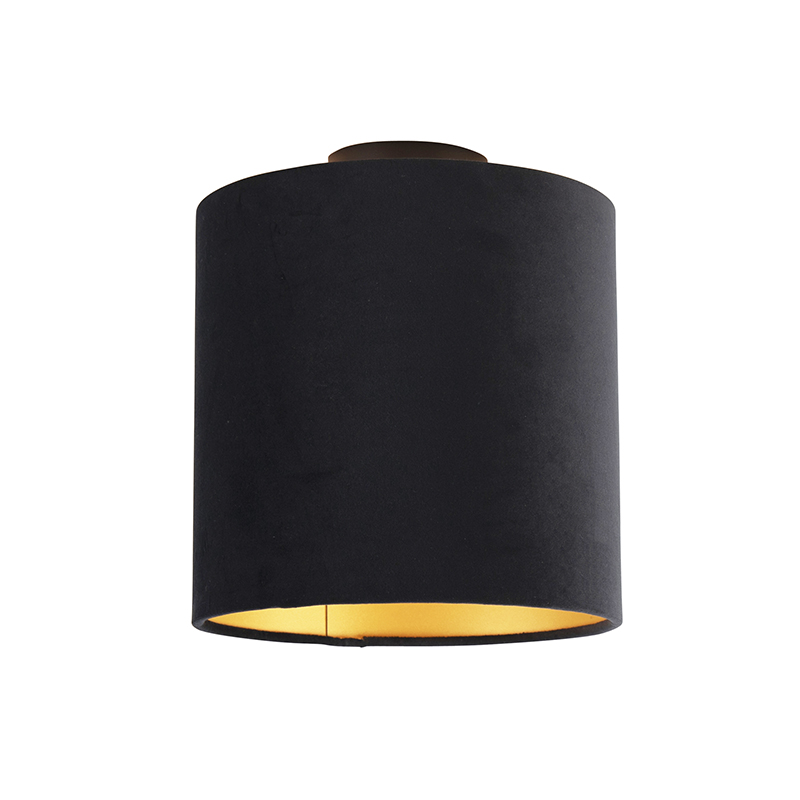 Mennyezeti lámpa velúr árnyalatú feketével, arannyal 25 cm - kombinált fekete