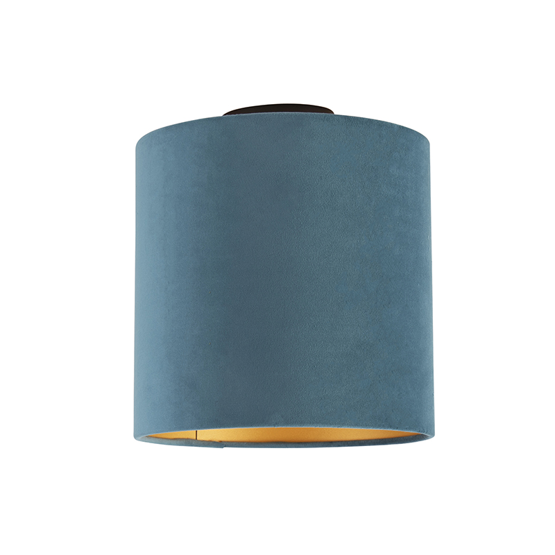 Mennyezeti lámpa velúr árnyalatú kék, arany 25 cm - kombinált fekete