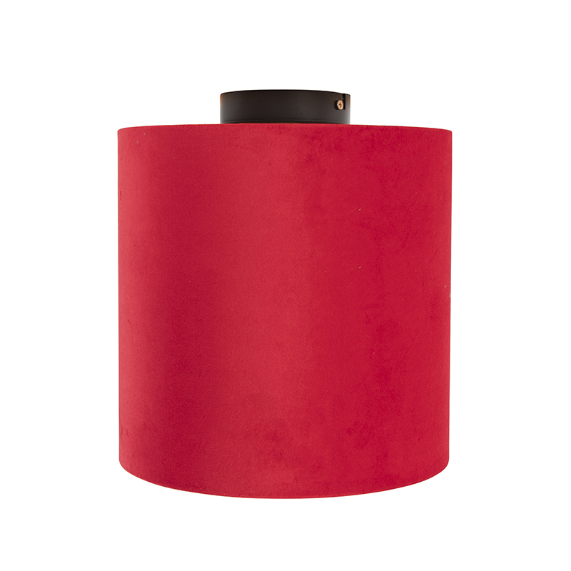 plafonnier avec abat-jour en velours rouge avec or 25 cm - combi noir