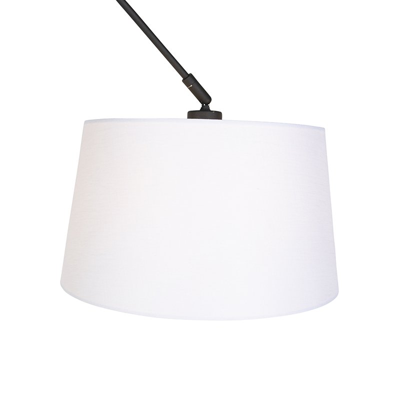Suspension noire avec abat-jour en lin blanc 35 cm - Blitz