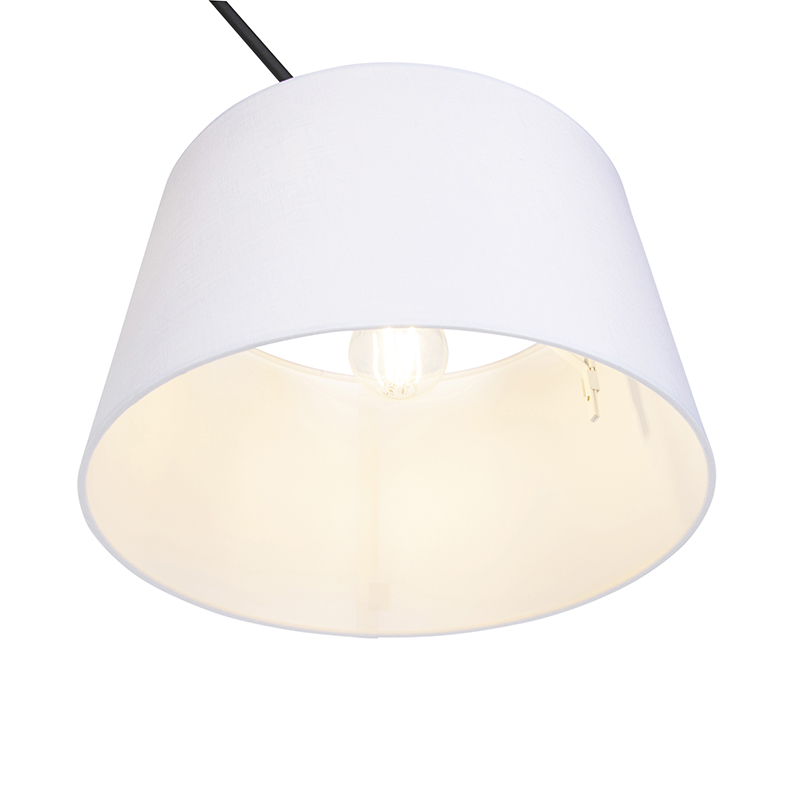 Suspension noire avec abat-jour en lin blanc 35 cm - Blitz