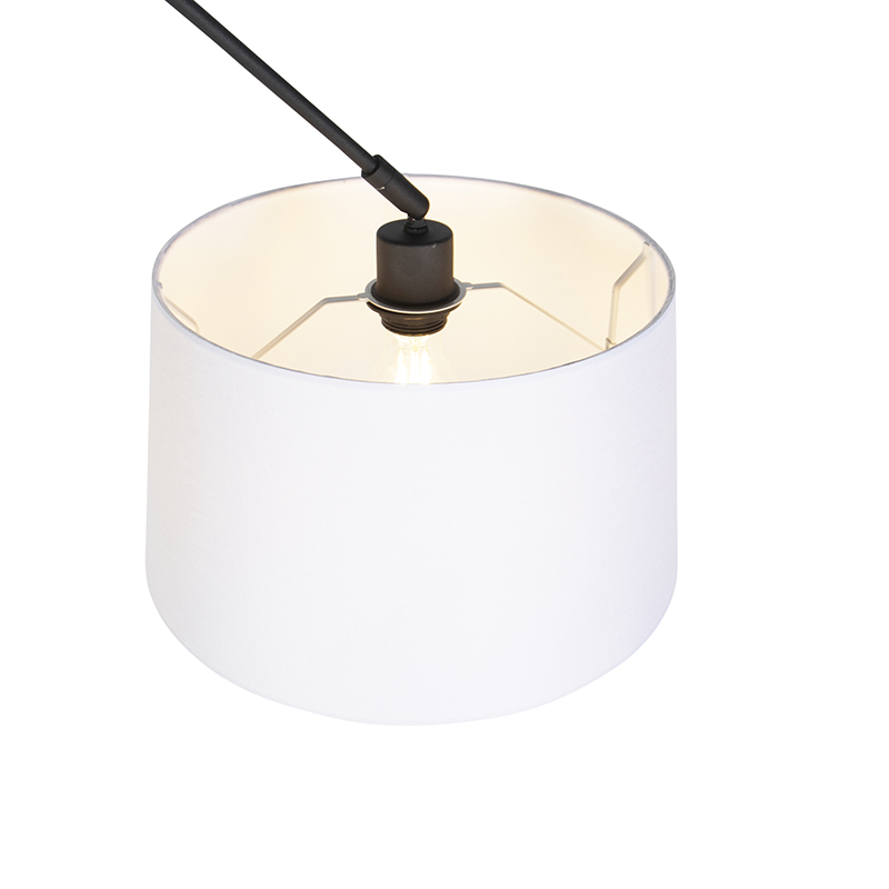 Suspension noire avec abat-jour en lin blanc 35 cm - Blitz