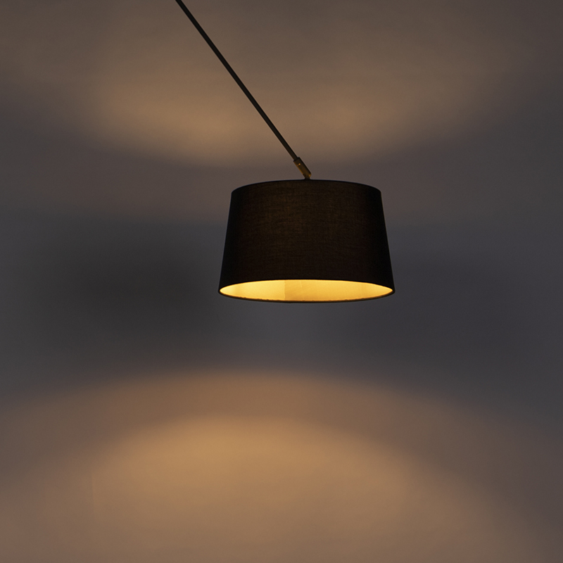 Pendant Light Black with Black and Gold Cotton Shade 35 cm - Blitz