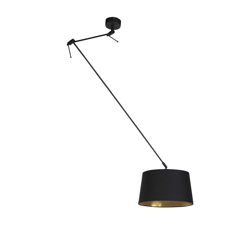 Pendant Light Black with Black and Gold Cotton Shade 35 cm - Blitz