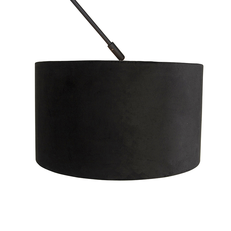 Pendant Light Black with Velvet Lampshade Black with Gold 35 cm - Blitz