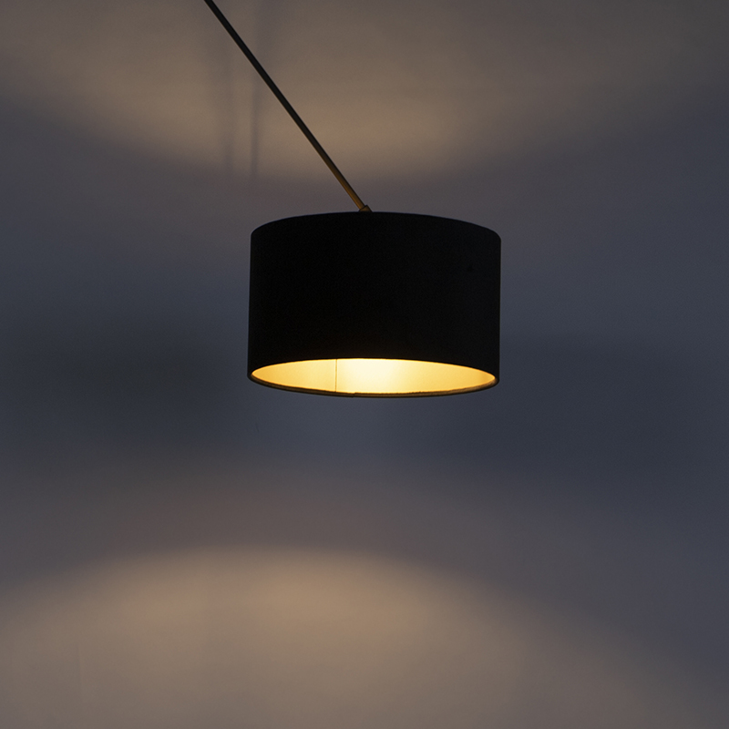 Pendant Light Black with Velvet Lampshade Black with Gold 35 cm - Blitz