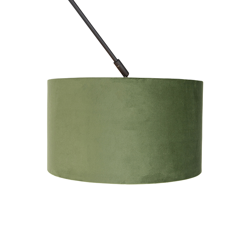 Lámpara colgante negra con pantalla de terciopelo verde y dorado 35 cm - Blitz
