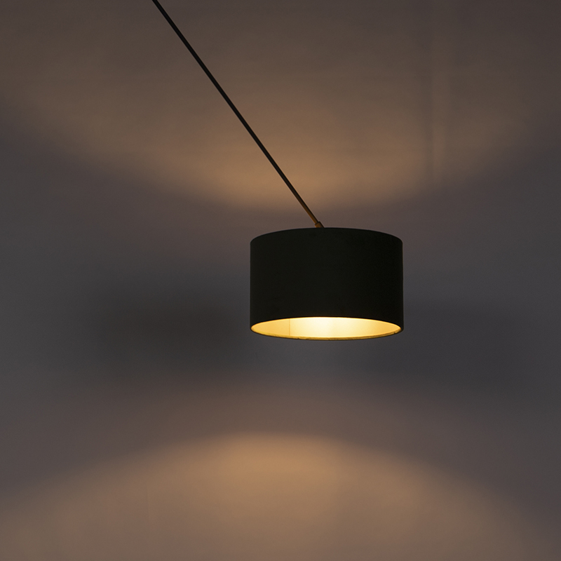 Lámpara colgante negra con pantalla de terciopelo verde y dorado 35 cm - Blitz