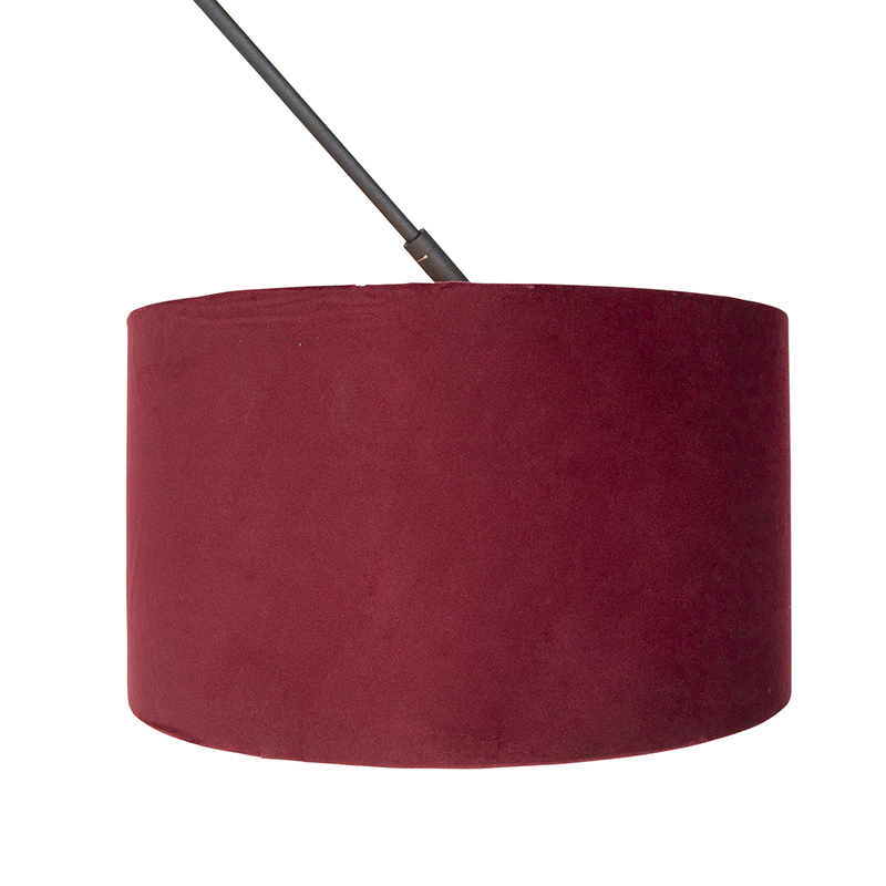 Pendant Light Black with Red Velvet Lampshade with Gold 35 cm - Blitz
