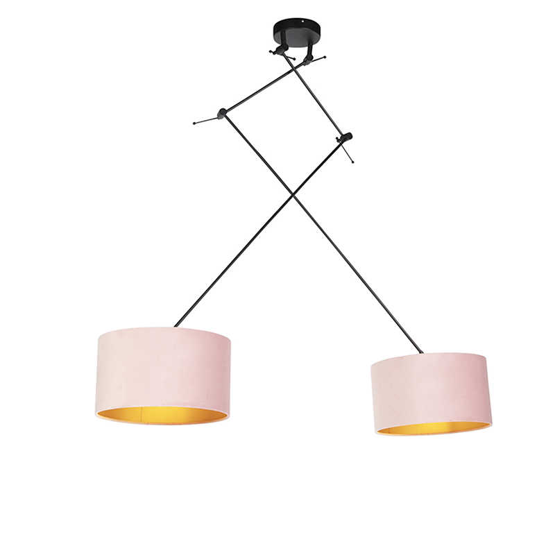 Hängande lampa med sammet nyanser rosa med guld 35 cm – Blitz II svart
