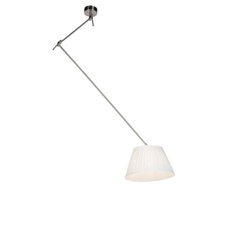 Hanglamp met plisse kap crème 35 cm Blitz I staal