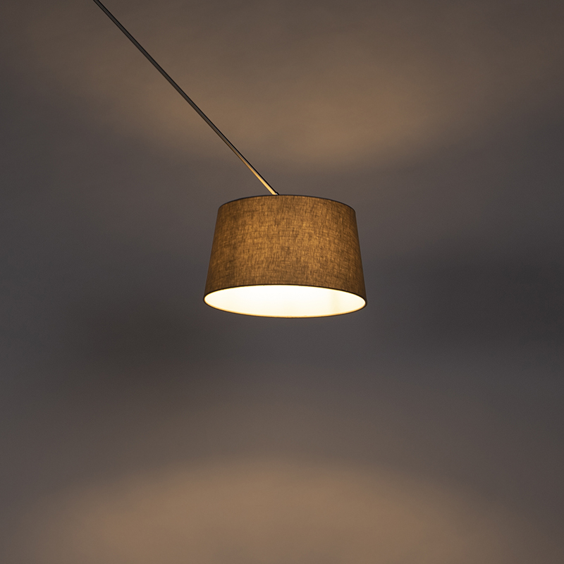 Pendant Light Steel with Linen Shade Taupe 35 cm - Blitz