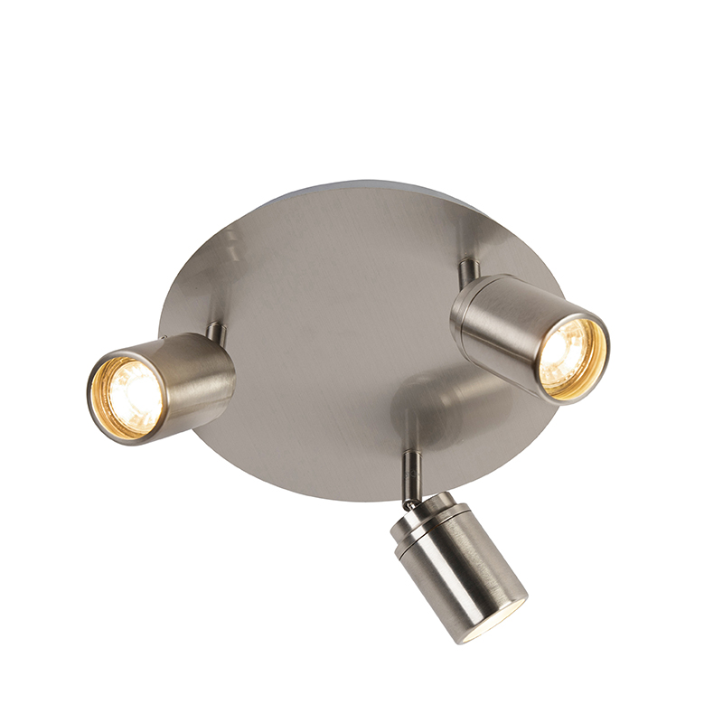 Moderné kúpeľňové bodové svetlo oceľ 3-žiarovkové IP44 - Ducha Moderné kúpeľňové bodové svetlo oceľ 3-žiarovkové IP44 - Ducha