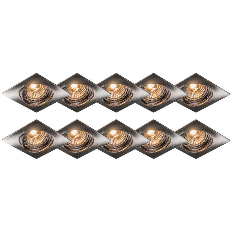 Moderné zapustené bodové svetlo oceľové naklápateľné sada 10 - Edu Moderné zapustené bodové svetlo oceľové naklápateľné sada 10 - Edu