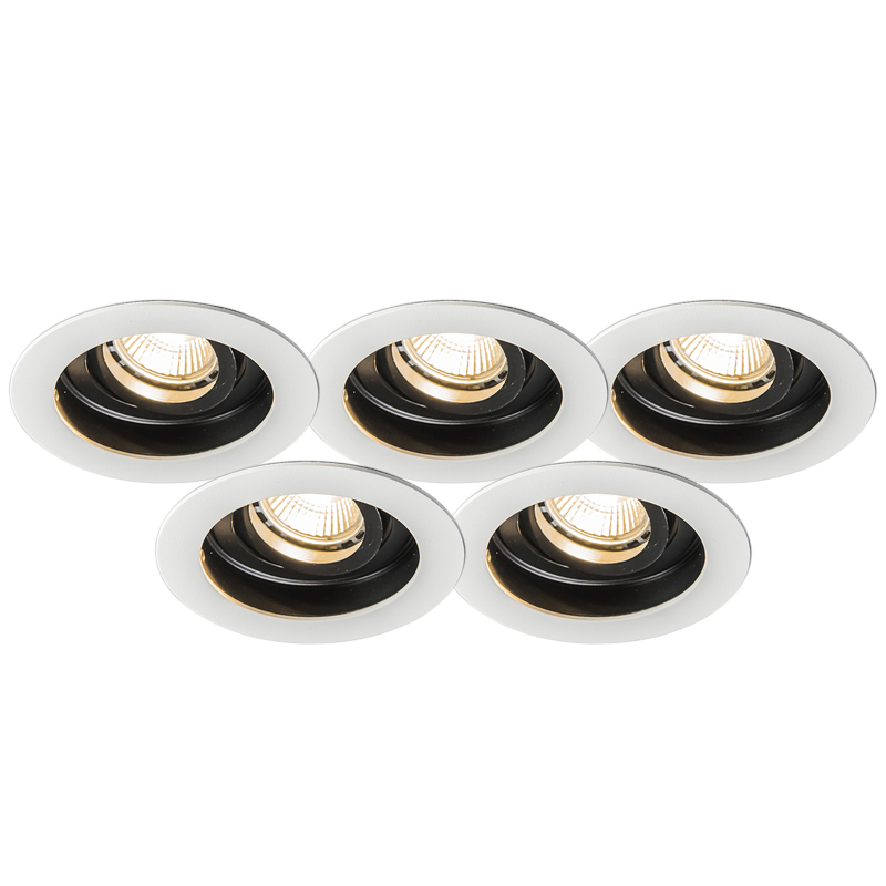 Moderné zapustené bodové svetlo biele oceľové sada 5 - Rondoo Moderné zapustené bodové svetlo biele oceľové sada 5 - Rondoo