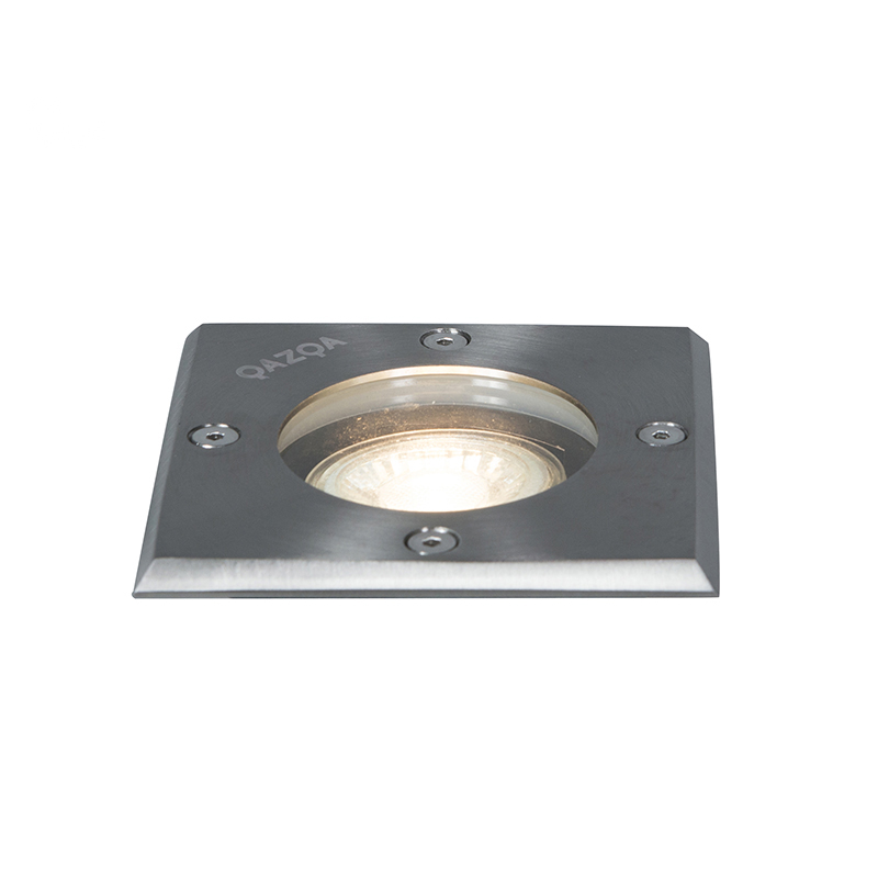 QAZQA Set van 5 Grondspots staal IP65 - Basic Square