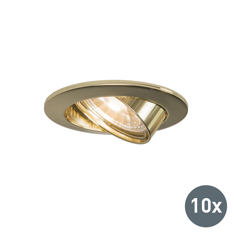 Set van 10 inbouwspots kantelbaar goud - Edu Set van 10 inbouwspots kantelbaar goud - Edu