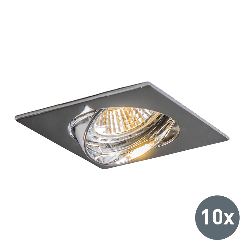 Moderne inbouwspot chroom kantelbaar set van 10 - Edu