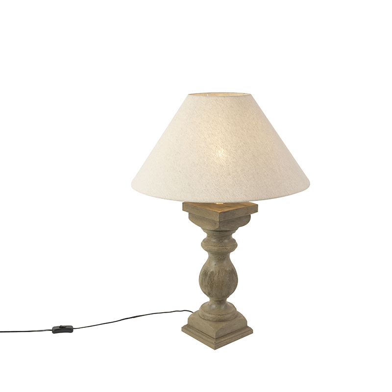 Vidéki asztali lámpa vászon árnyalatú bézs 50 cm - Izsop
