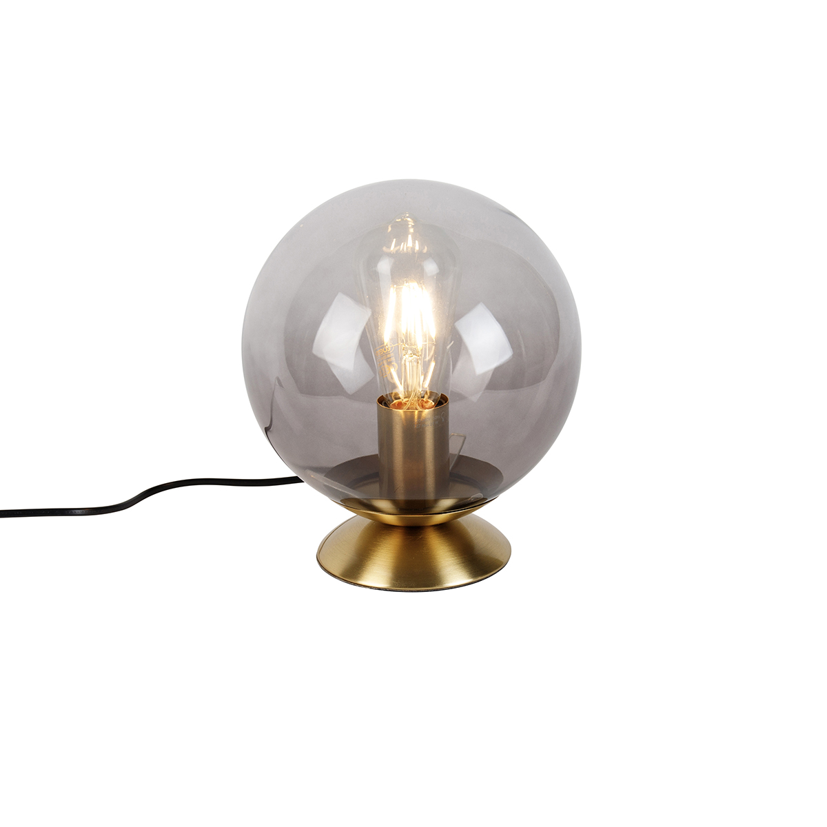 Art Deco stolná lampa mosadz s dymovým sklom - Pallon