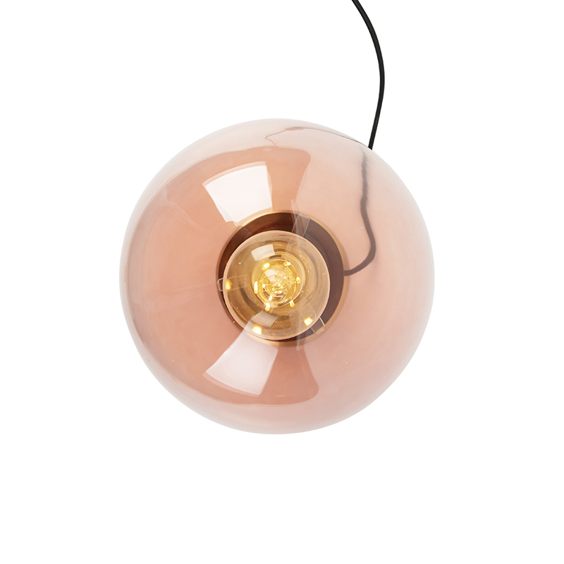 Art Deco Table Lamp Brass with Pink Glass - Pallon