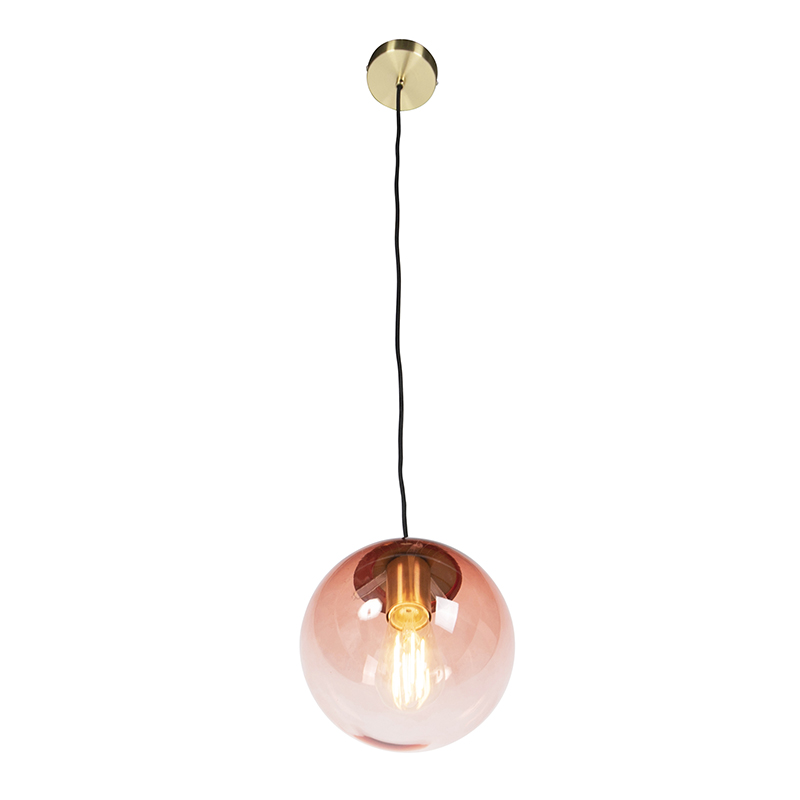 suspension art déco en laiton avec verre rose 20 cm - pallon