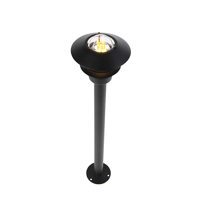 QAZQA Palo Da Giardino Prato - Moderno - Acciaio Inossidabile - Nero - Tondo/Oblungo Max. 1 X Watt 12 Lampione esterno moderna nera 100 cm IP44 - PRATO