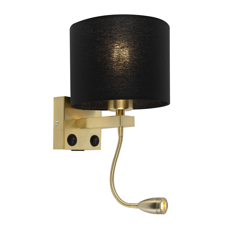 Art deco fali lámpa USB-vel és fekete árnyalattal - Brescia