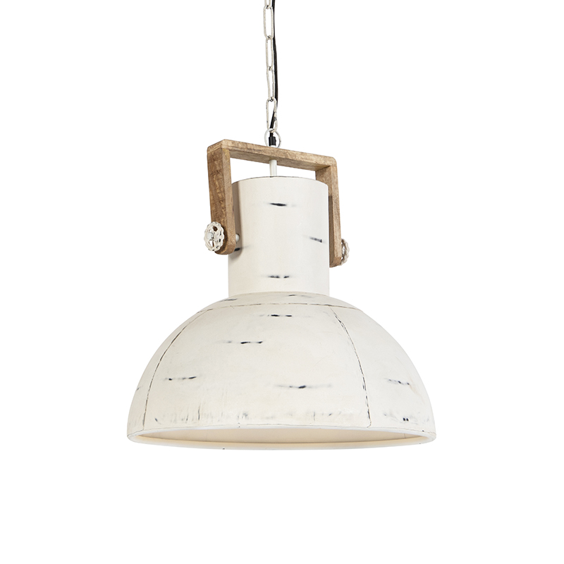 Priemyselná závesná lampa biela s mangovým drevom - Mango