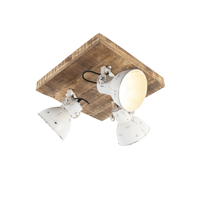 Priemyselná bodová biela s mangovým drevom 3-svetlá - Mango