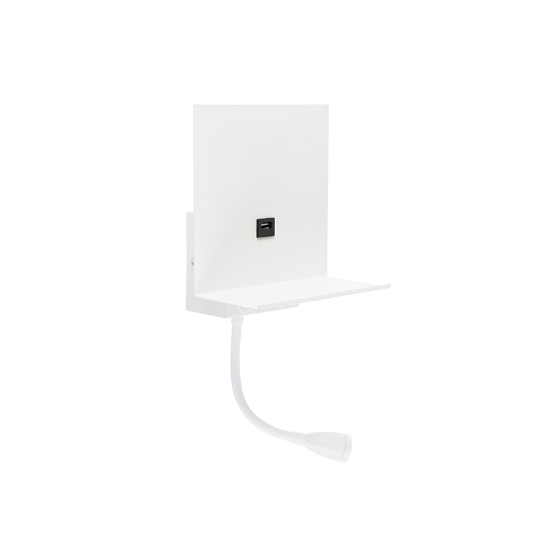 applique moderne blanche avec usb et bras flexible - flero