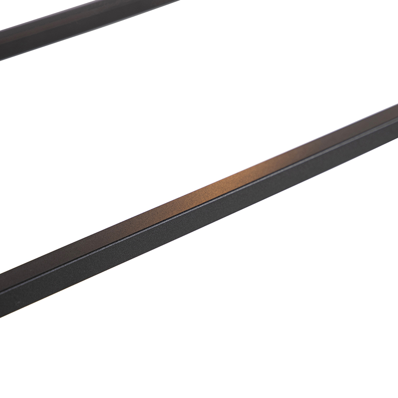 QAZQA + Lampada A Sospensione Tavolo Soggiorno Cage - Moderno - Acciaio - Nero - Allungato Max. 5 X Watt 10 Lampada a sospensione moderna rettangolare nera a 5 luci - CAGE